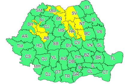 Cod galben de vânt puternic la Cluj