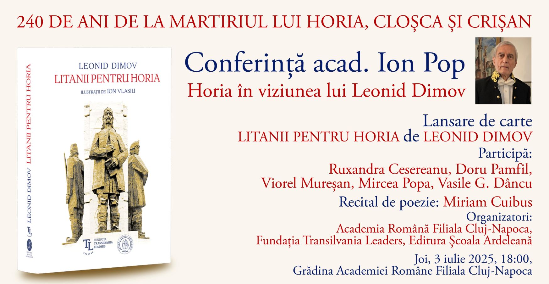 240 de ani de la martiriul lui Horia, Cloșca și Crișan. Conferință susținută de academicianul Ion Pop